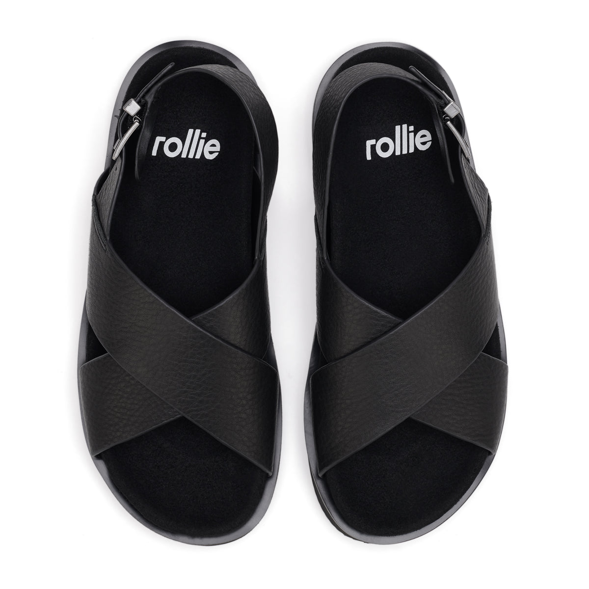 Rhodes Cross Sandal Black Tumble