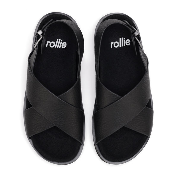 Rhodes Cross Sandal Black Tumble