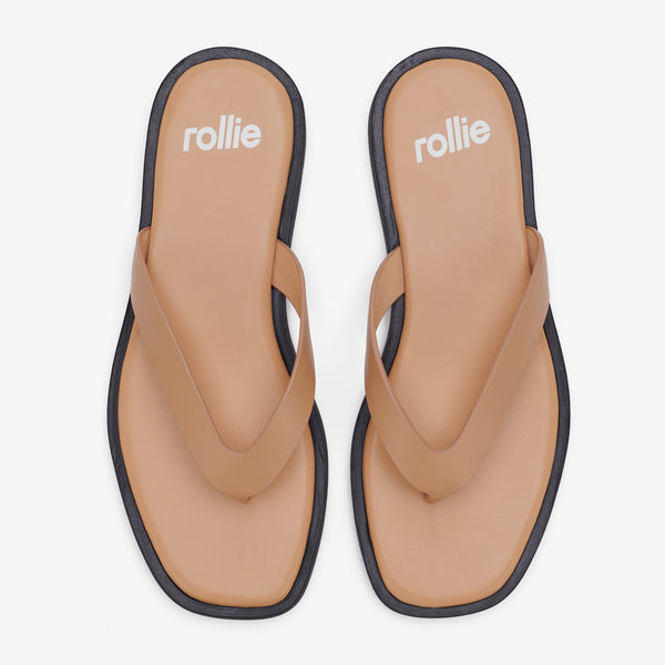 Square Toe Thong Tan/Black