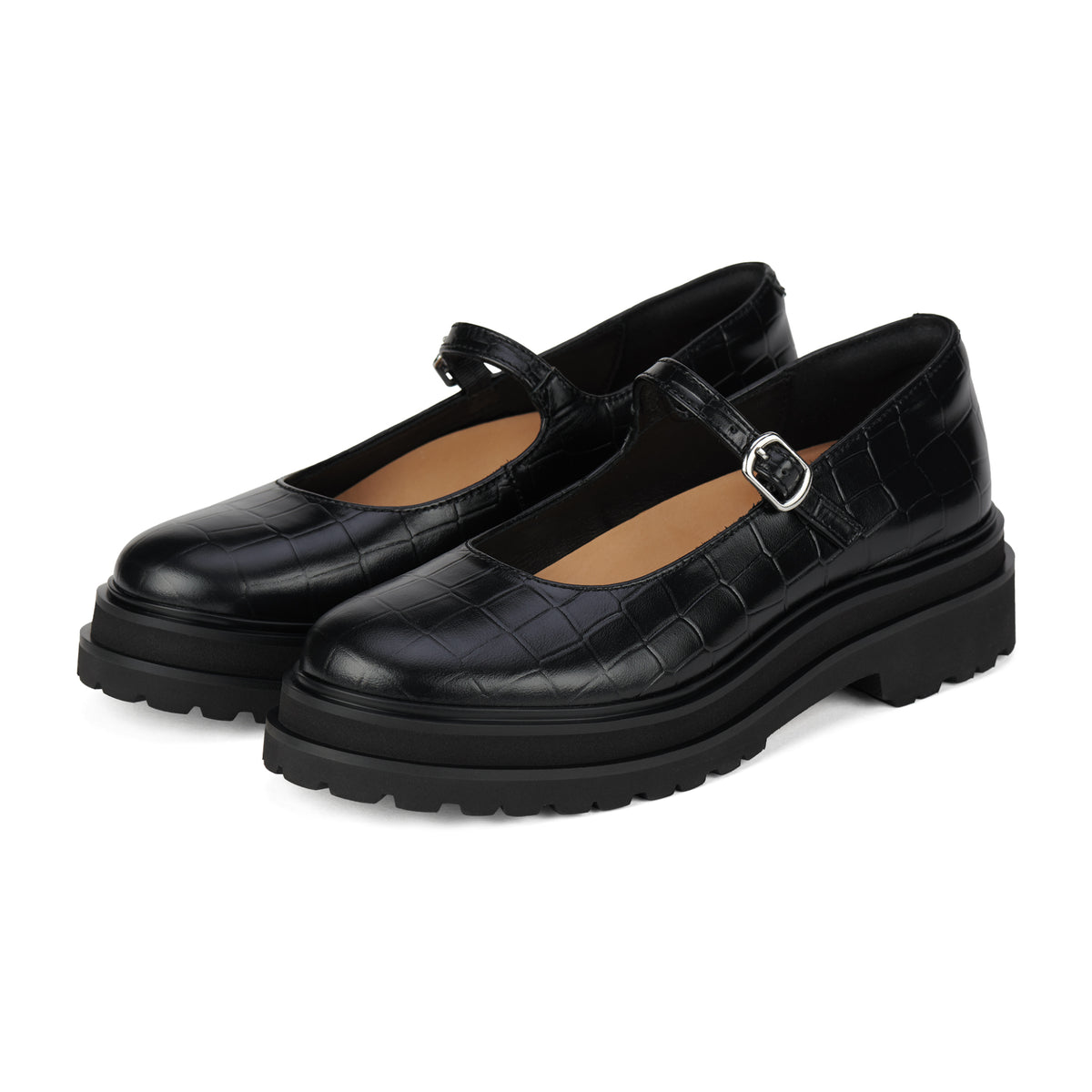 Mary Jane Step Black Croc