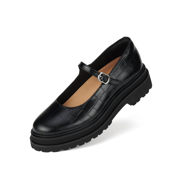 Mary Jane Step Black Croc