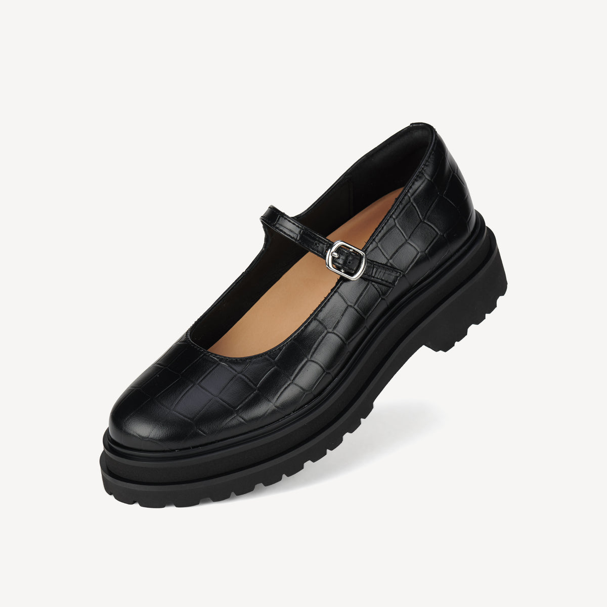 Mary Jane Step Black Croc