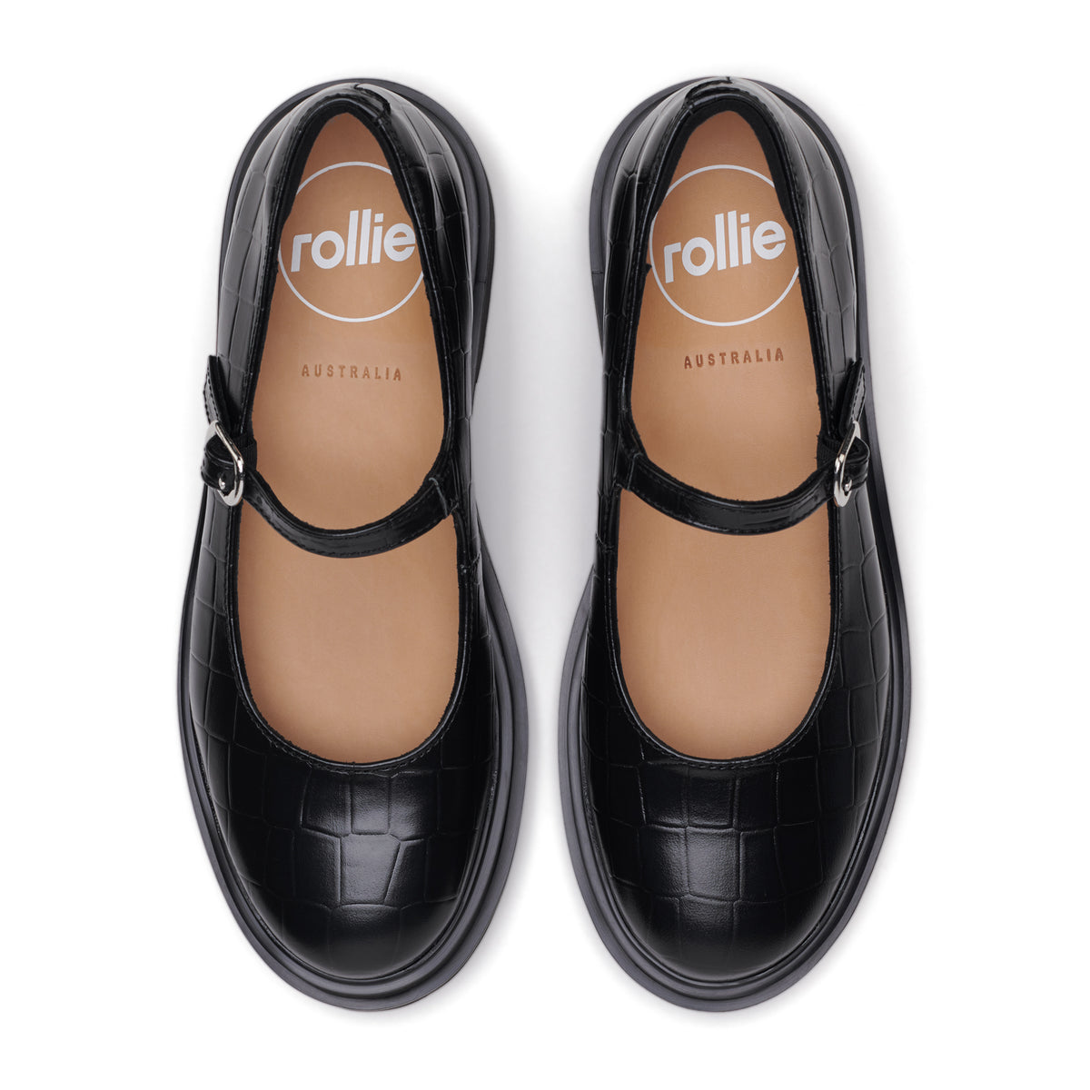 Mary Jane Step Black Croc