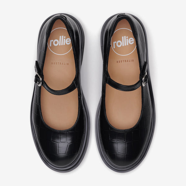 Mary Jane Step Black Croc