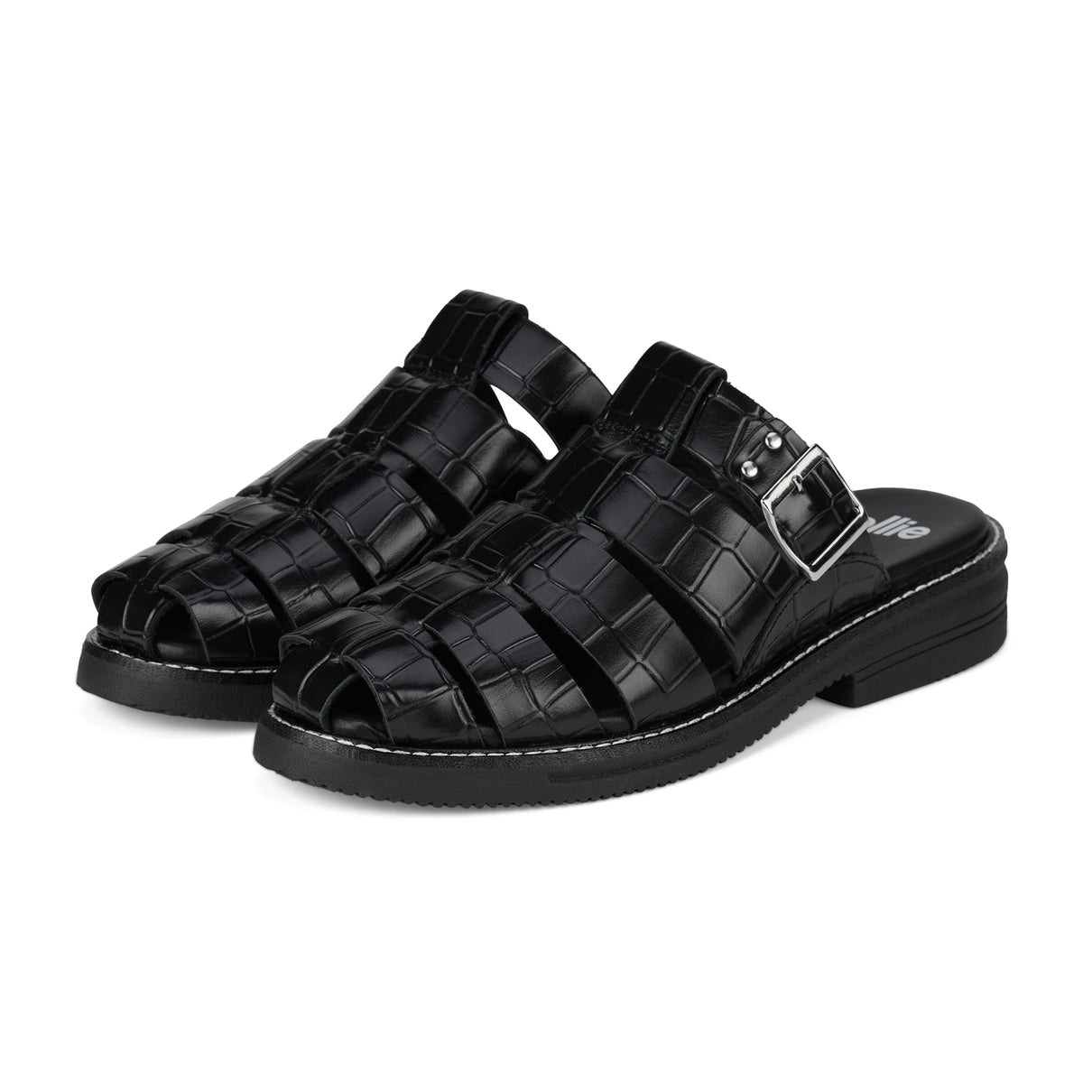 Mule Fisherman Black Croc