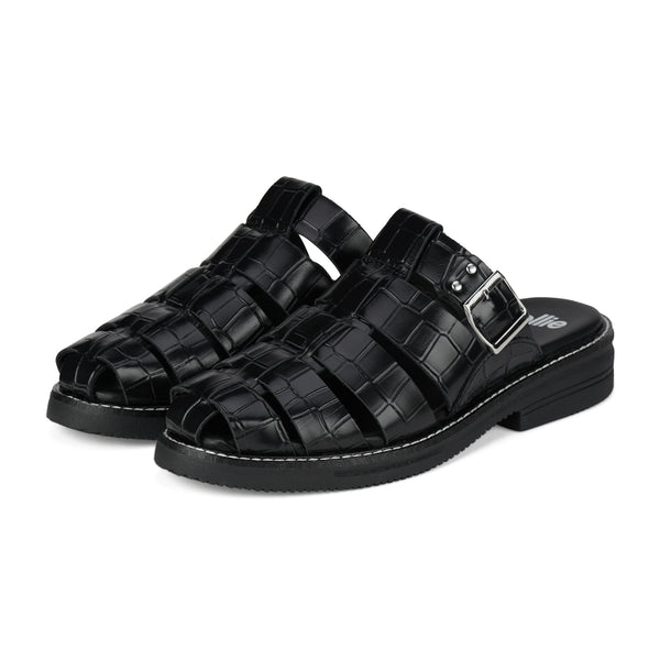 Mule Fisherman Black Croc