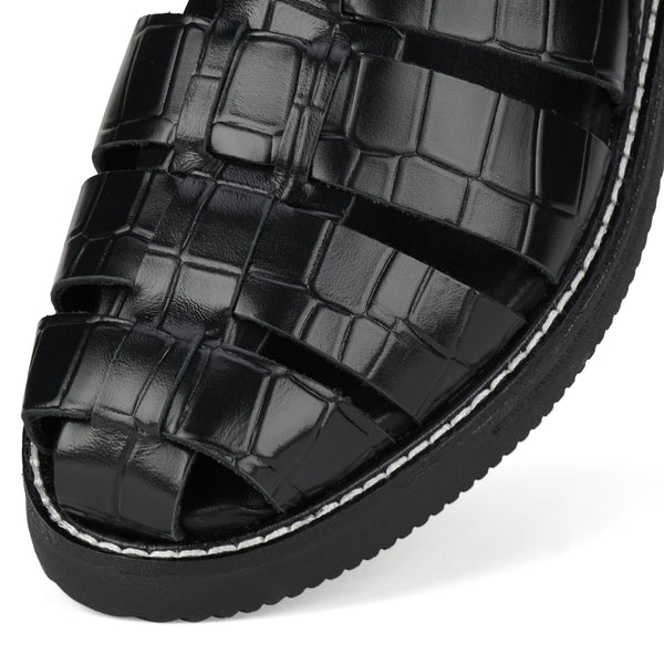Mule Fisherman Black Croc