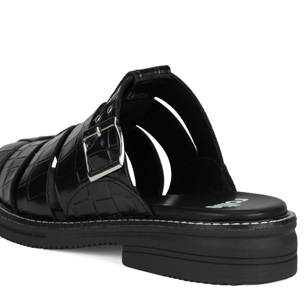 Mule Fisherman Black Croc