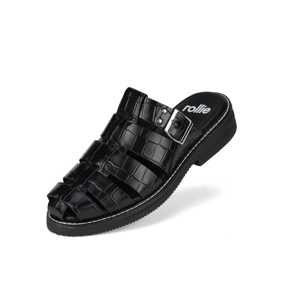 Mule Fisherman Black Croc