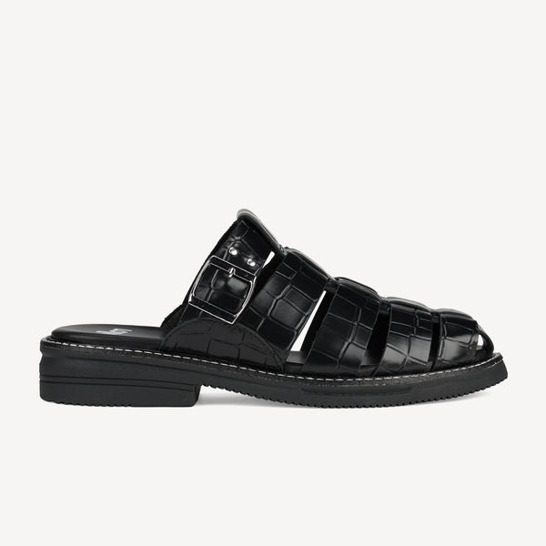 Mule Fisherman Black Croc