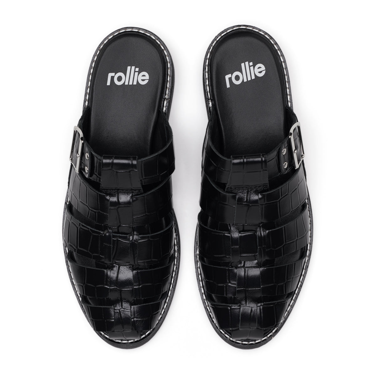 Mule Fisherman Black Croc