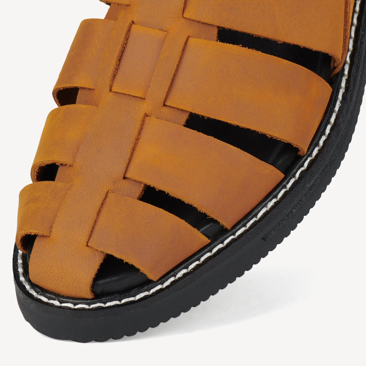 Rollie Mule Fisherman Cognac — women's mule, angled three-quarter view