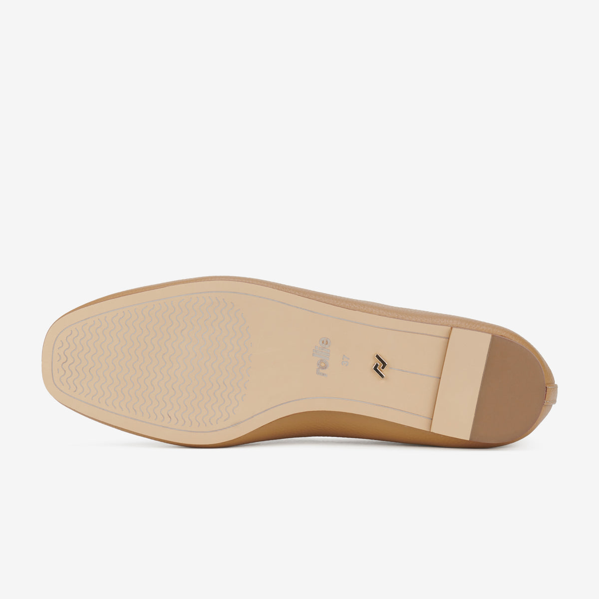 Rollie Ballet V Soft Tan — women's tumbled leather ballet flat, worn and styled on-foot
