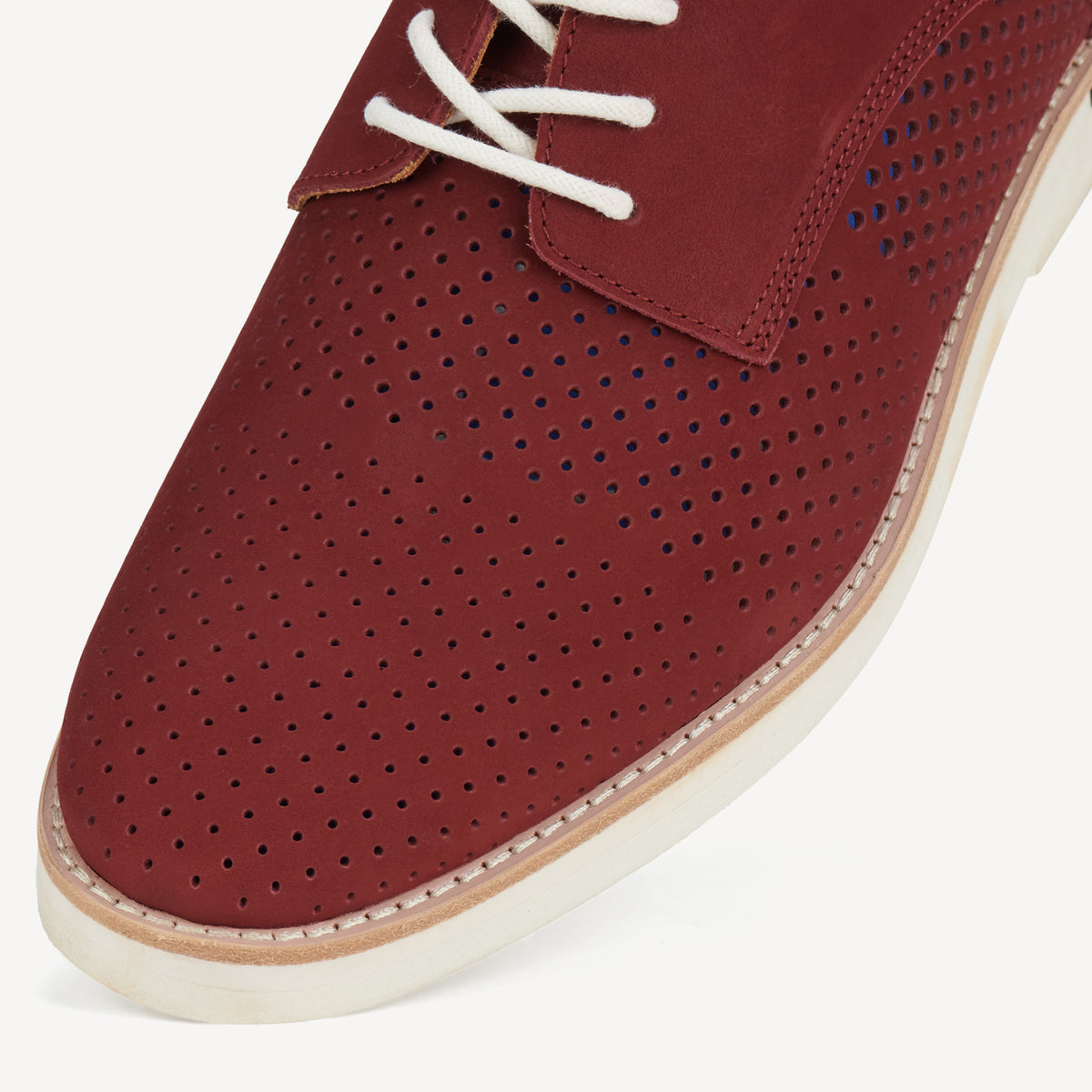Rollie Derby Mens Punch Stack Merlot — men's leather lace-up shoe, styled campaign shot