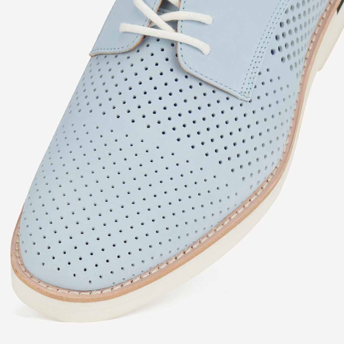 Rollie Derby Mens Punch Stack Powder Blue — men's leather lace-up shoe, styled campaign shot