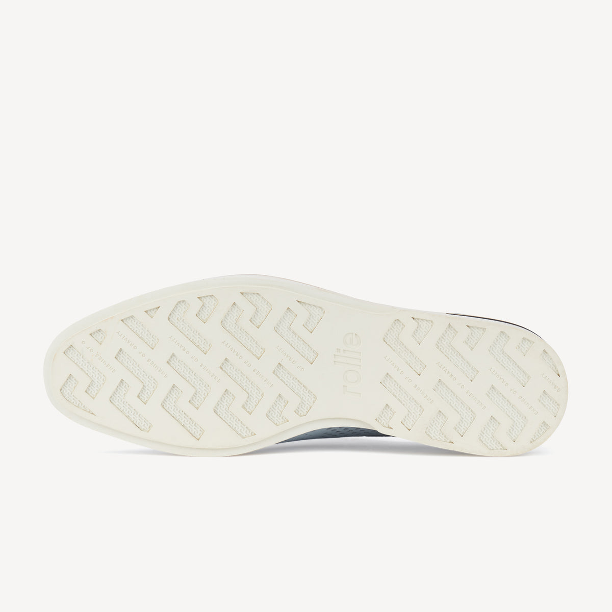 Rollie Derby Mens Punch Stack Powder Blue — men's leather lace-up shoe, worn and styled on-foot