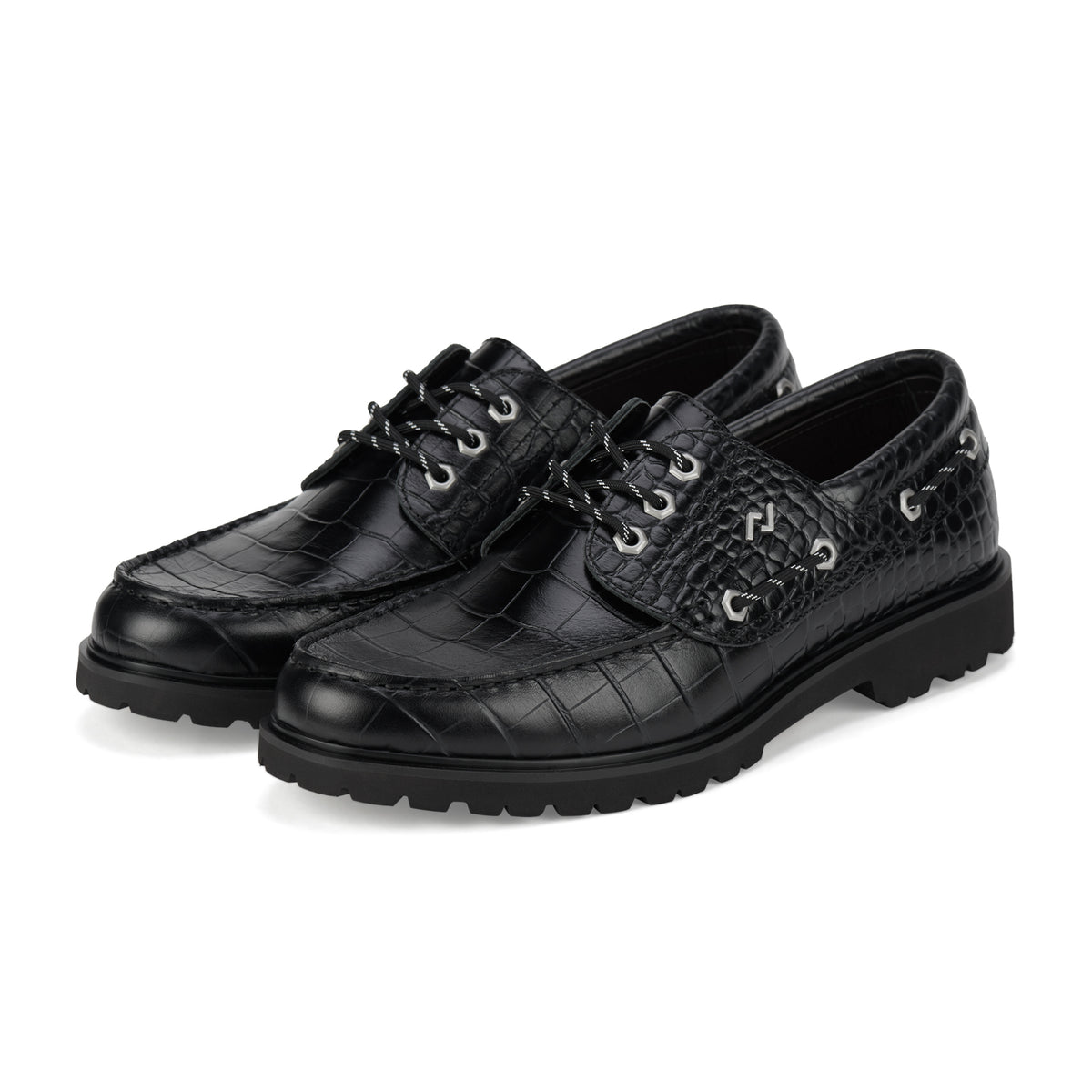 Boat Mens Low Step Black Croc