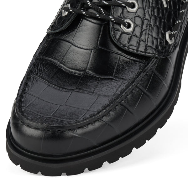 Boat Mens Low Step Black Croc
