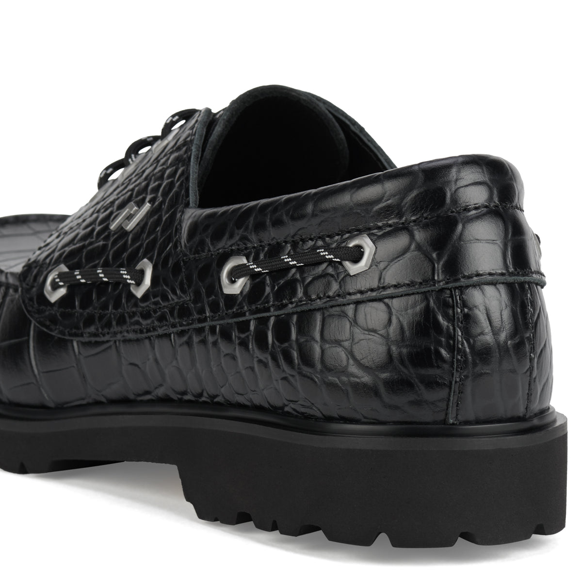 Boat Mens Low Step Black Croc