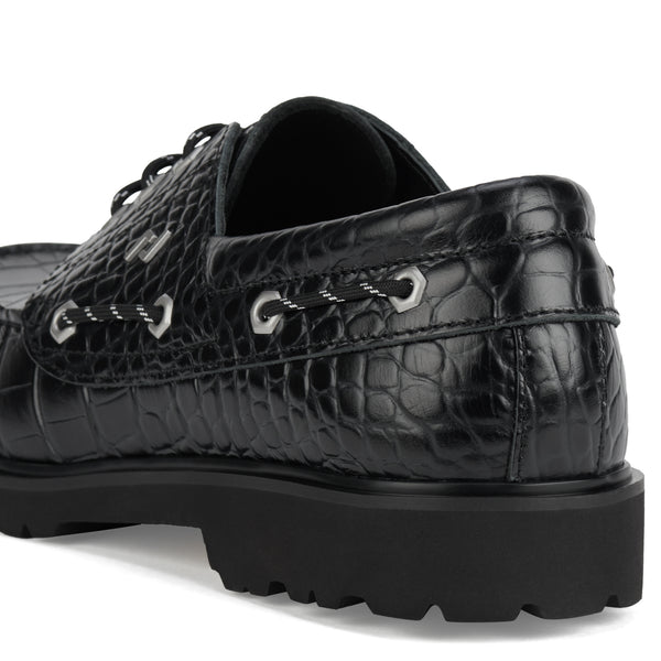 Boat Mens Low Step Black Croc