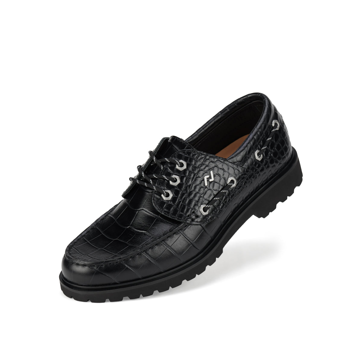 Boat Mens Low Step Black Croc