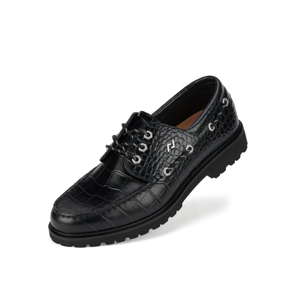 Boat Mens Low Step Black Croc