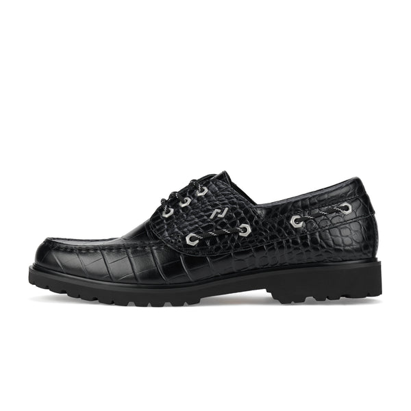 Boat Mens Low Step Black Croc