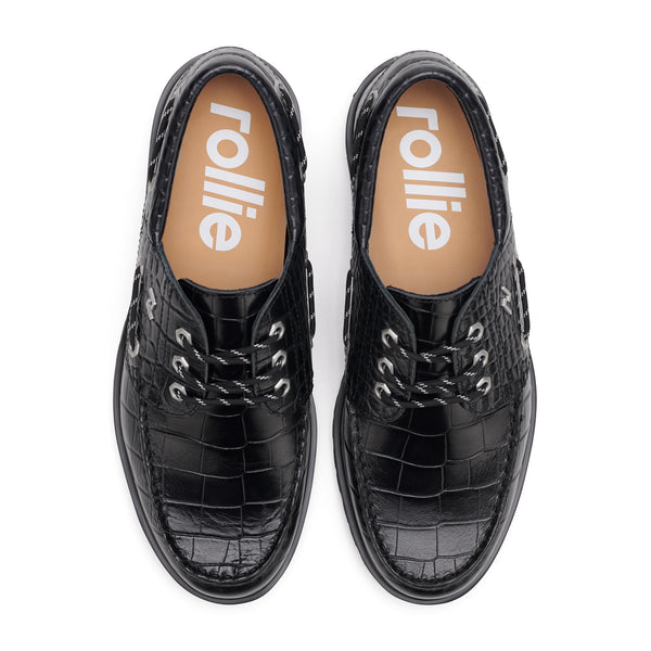 Boat Mens Low Step Black Croc