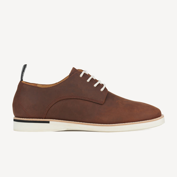 Rollie Derby Mens Stack Dark Brown — men's leather lace-up shoe, side profile