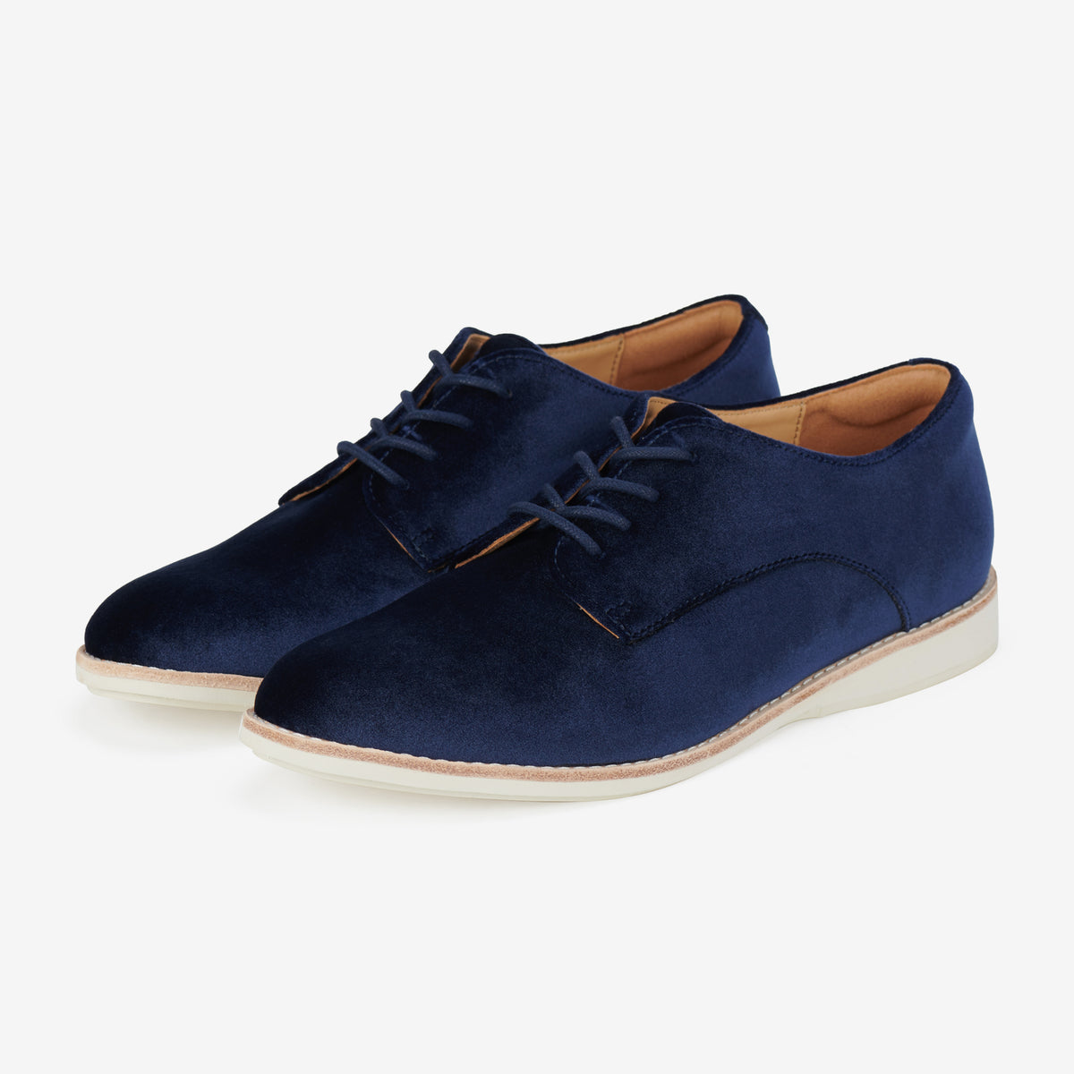 Rollie Derby Navy Velvet — women's velvet lace-up shoe, detail view
