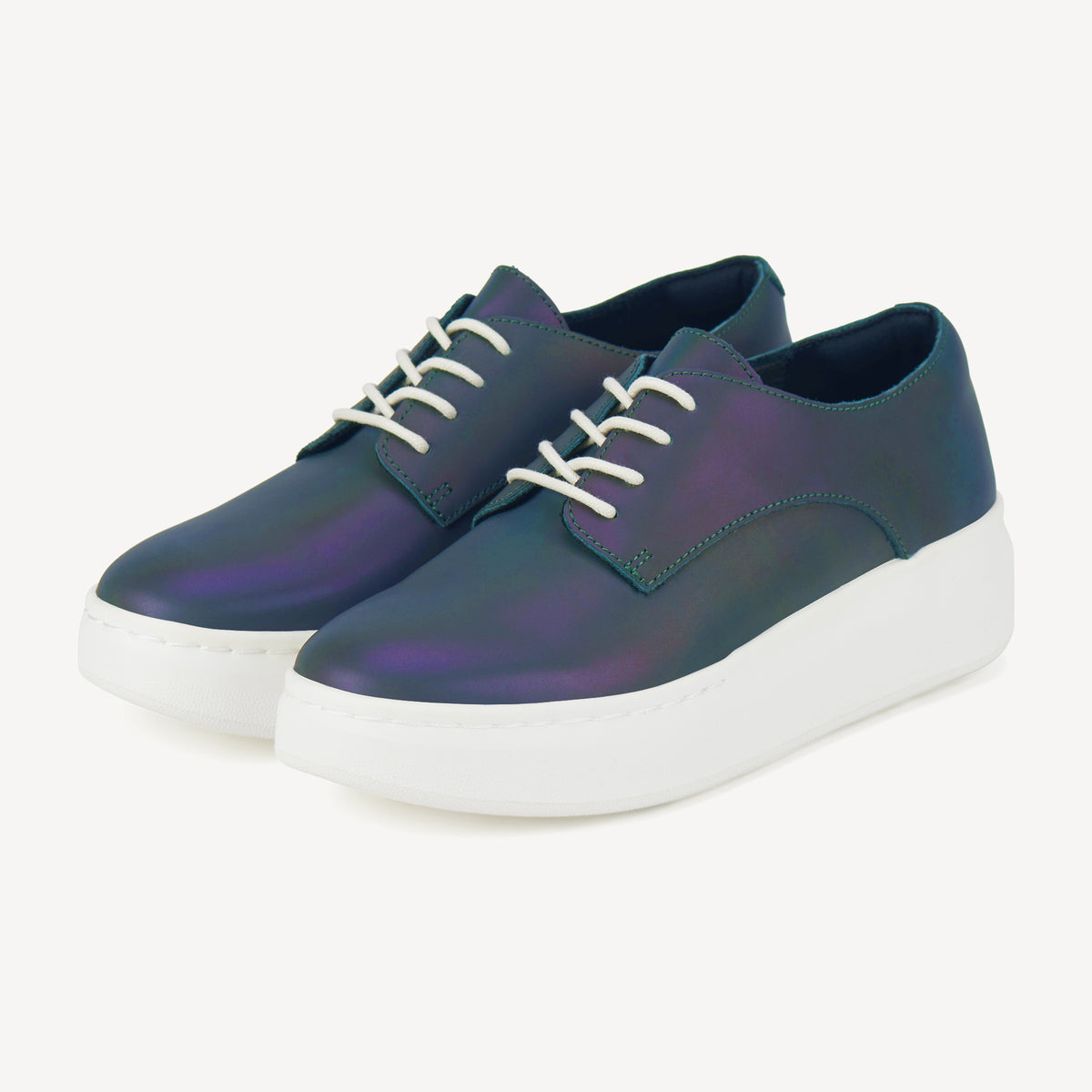 Rollie Derby City Chameleon — iridescent chameleon-leather lace-up sneaker, detail view