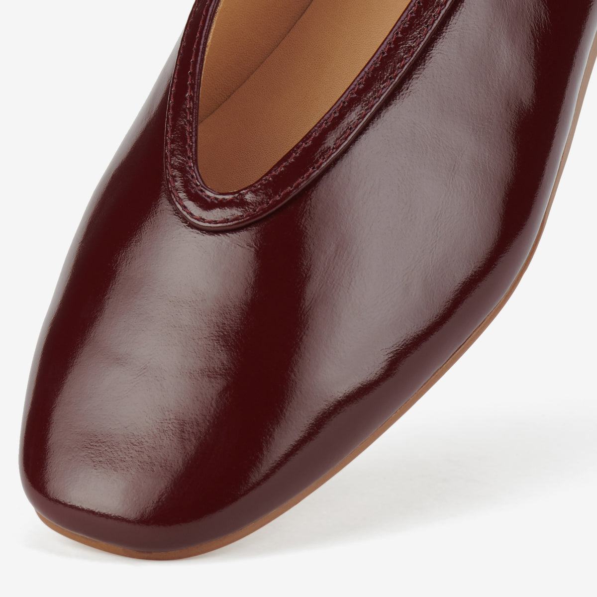 Rollie Ballet V Dark Cherry — women's ballet flat, angled three-quarter view
