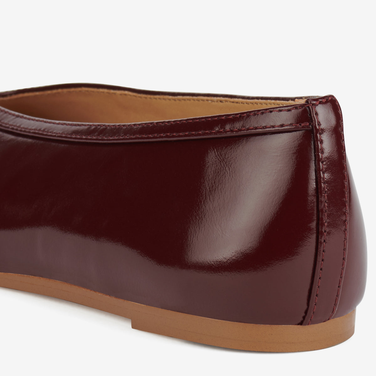 Rollie Ballet V Dark Cherry — women's ballet flat, heel and back view