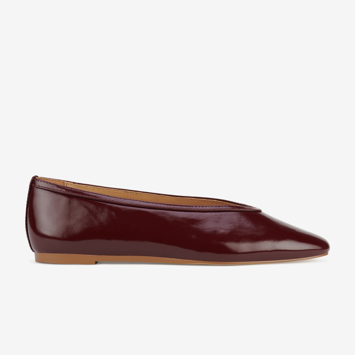Rollie Ballet V Dark Cherry — women's ballet flat, side profile