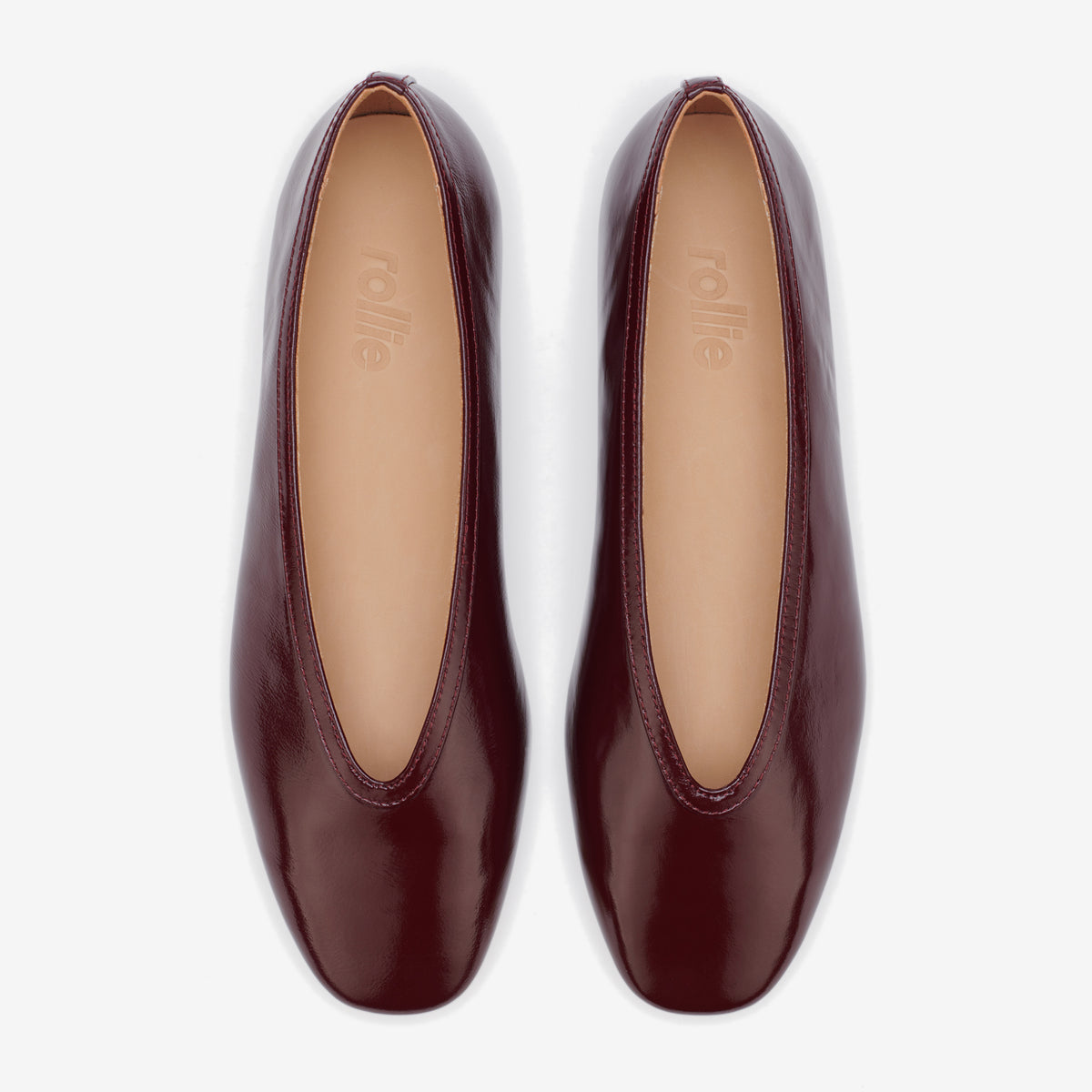 Rollie Ballet V Dark Cherry — women's ballet flat, top-down view