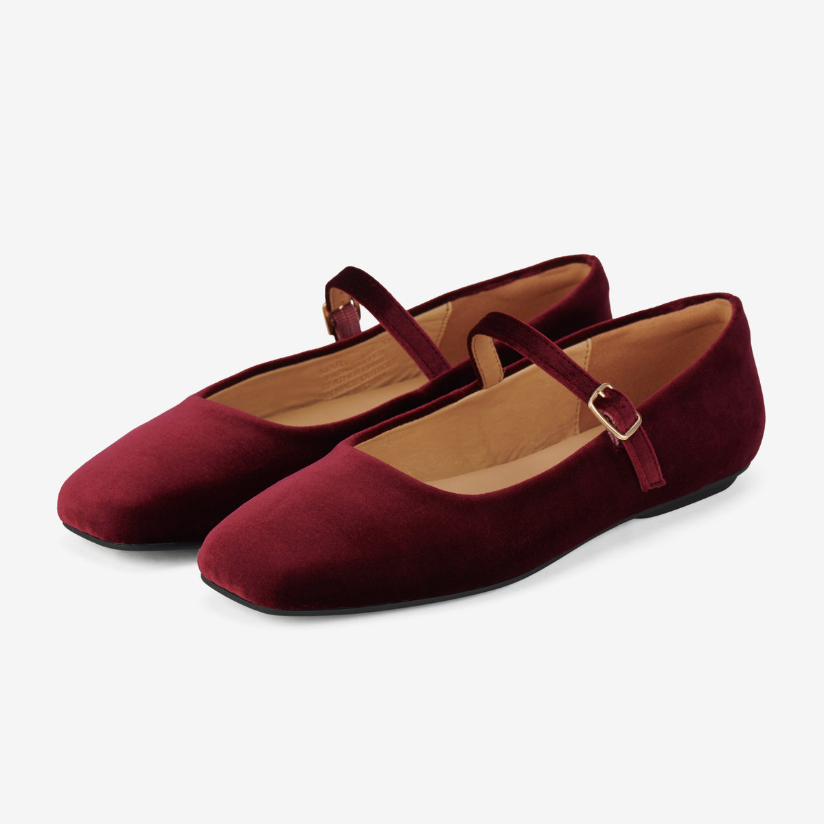 Rollie Mary Jane Dark Cherry Velvet — women's velvet flat, detail view