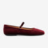 Rollie Mary Jane Dark Cherry Velvet — women's velvet flat, side profile