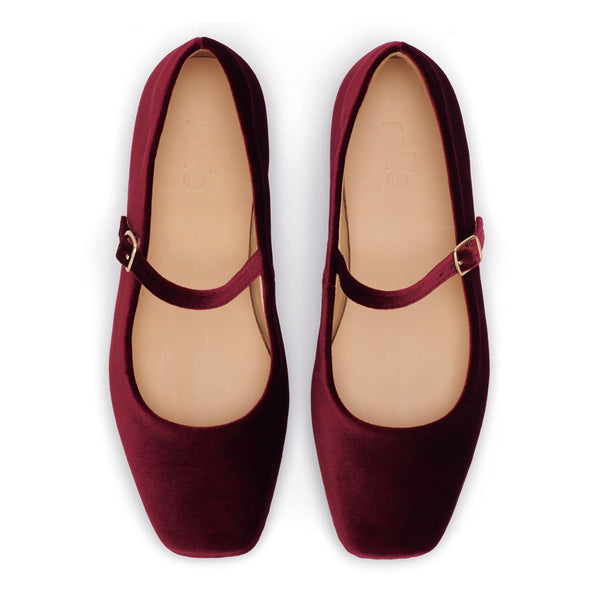Mary Jane Dark Cherry Velvet