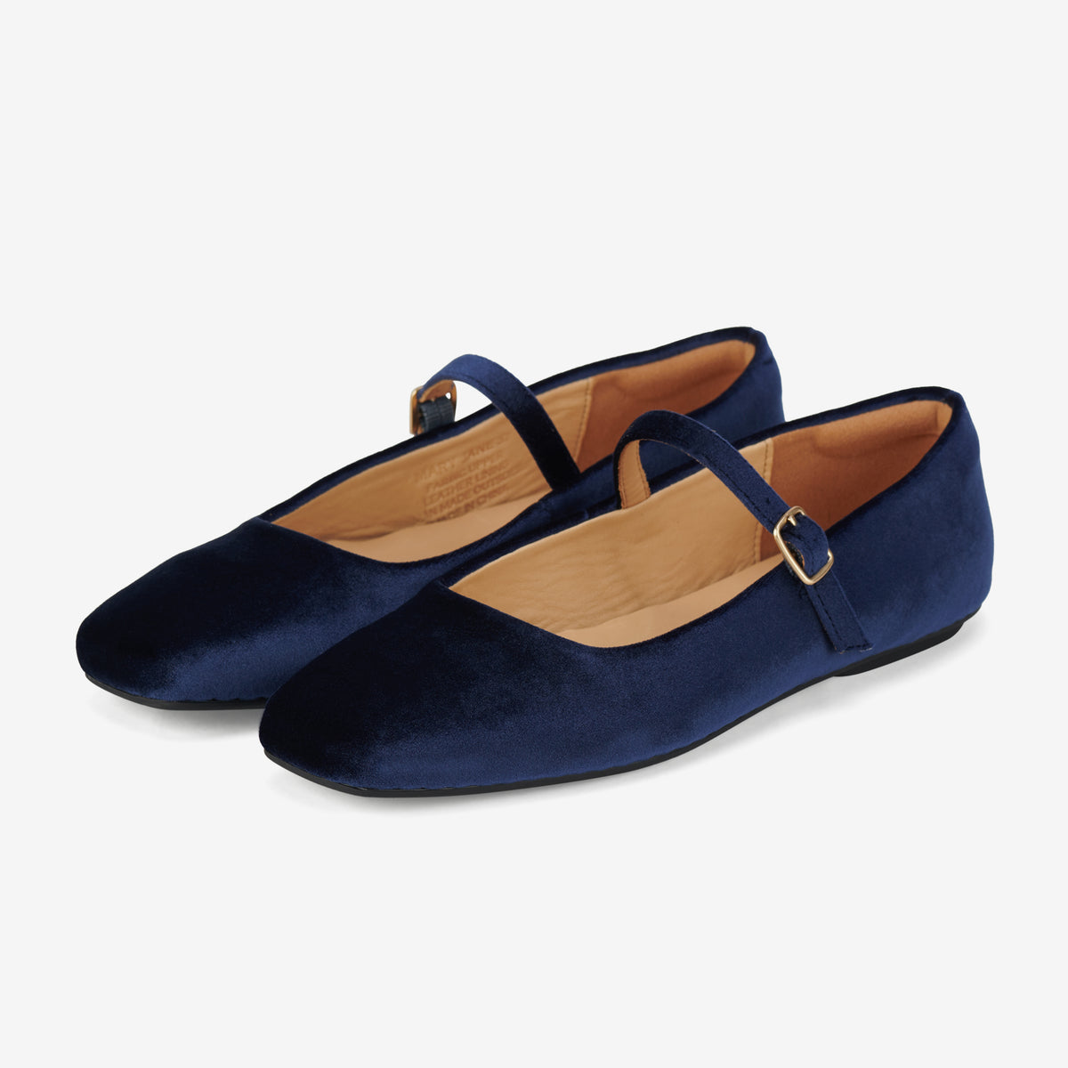 Rollie Mary Jane Navy Velvet — women's velvet flat, detail view