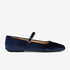 Rollie Mary Jane Navy Velvet — women's velvet flat, side profile