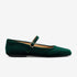 Rollie Mary Jane Emerald Velvet — women's velvet flat, side profile