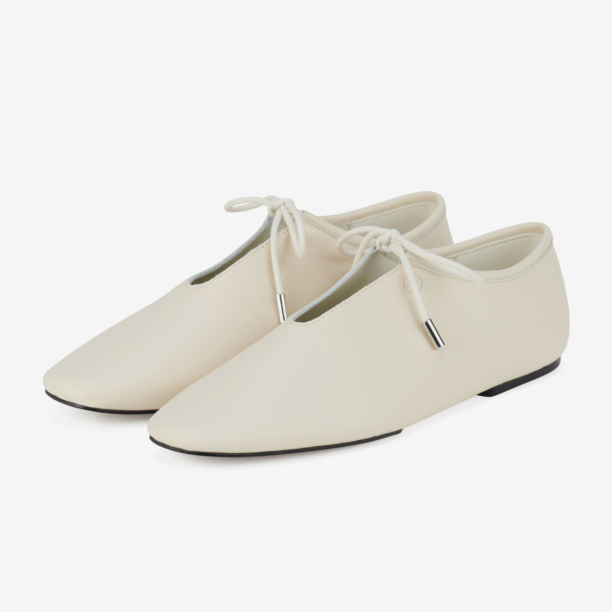 Rollie Noah Lace Ecru — women's leather ballet flat, detail view