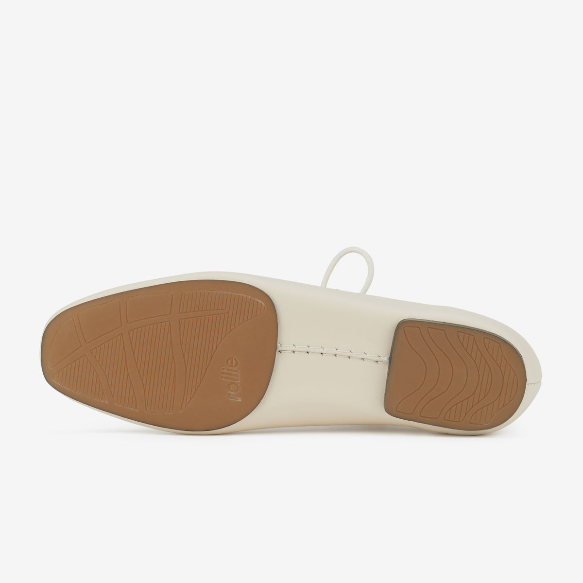 Rollie Noah Lace Ecru — women's leather ballet flat, worn and styled on-foot