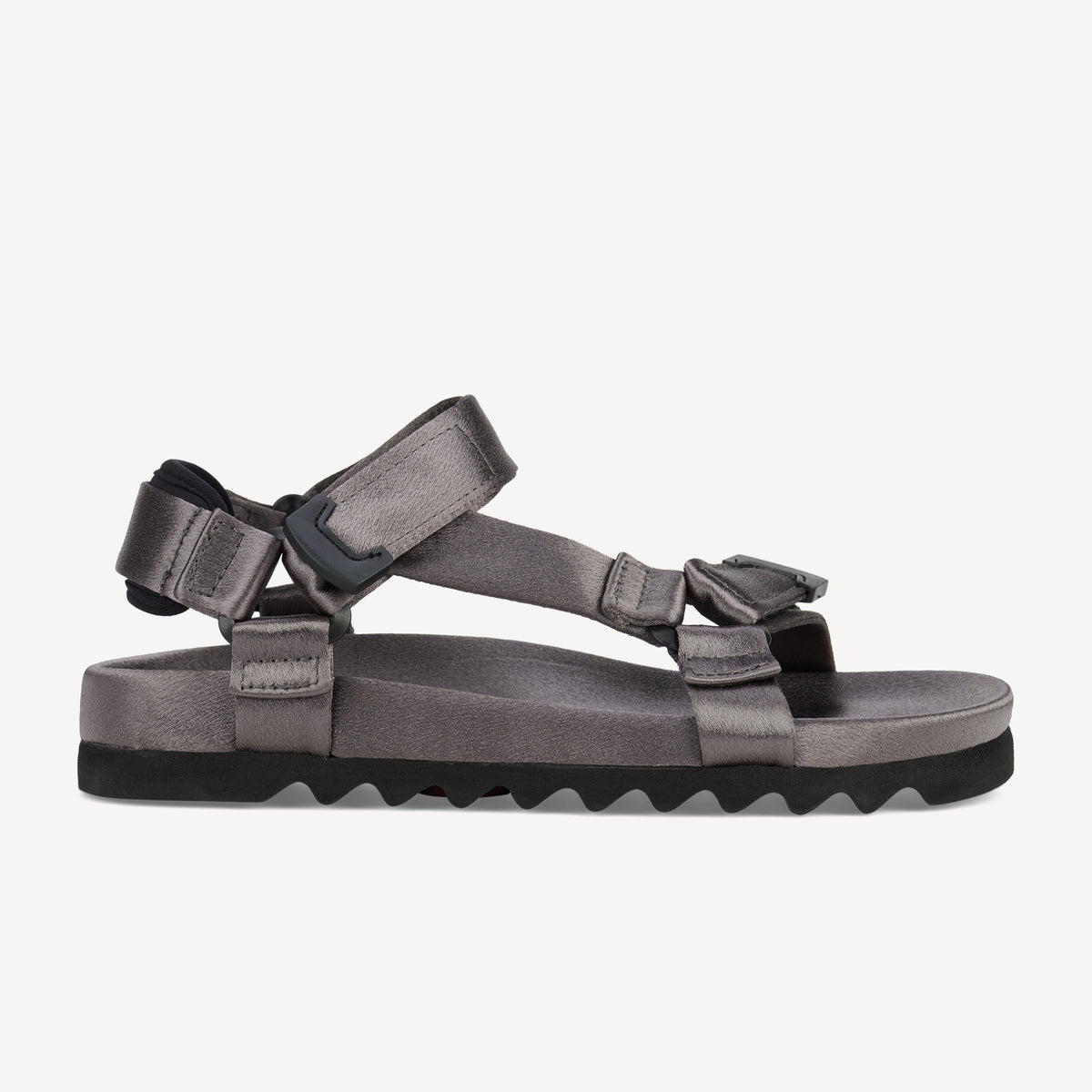 Rollie Sandal Tooth Wedge Pewter Satin — women's sandal, side profile