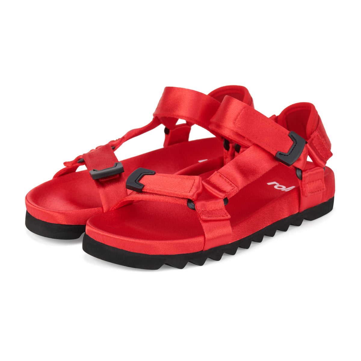 Sandal Tooth Wedge Red Satin