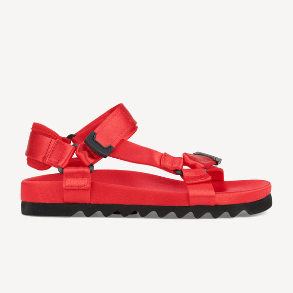 Sandal Tooth Wedge Red Satin