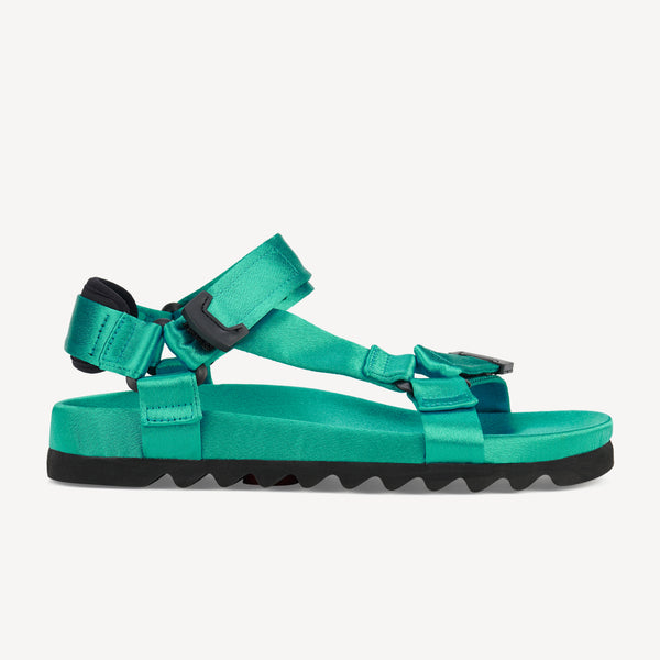 Sandal Tooth Wedge Teal Satin