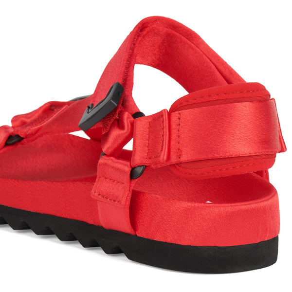Sandal Tooth Wedge Red Satin