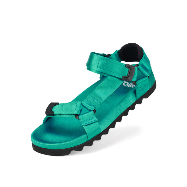 Sandal Tooth Wedge Teal Satin