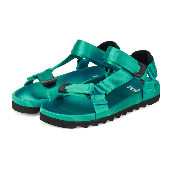 Sandal Tooth Wedge Teal Satin